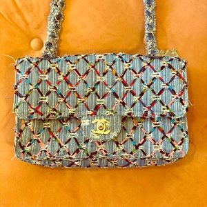 Chanel woven denim flap bag